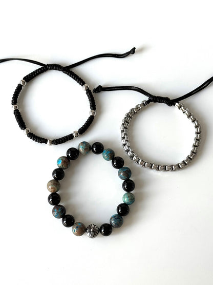 Pulsera combi de acero y piedras para hombre #1254