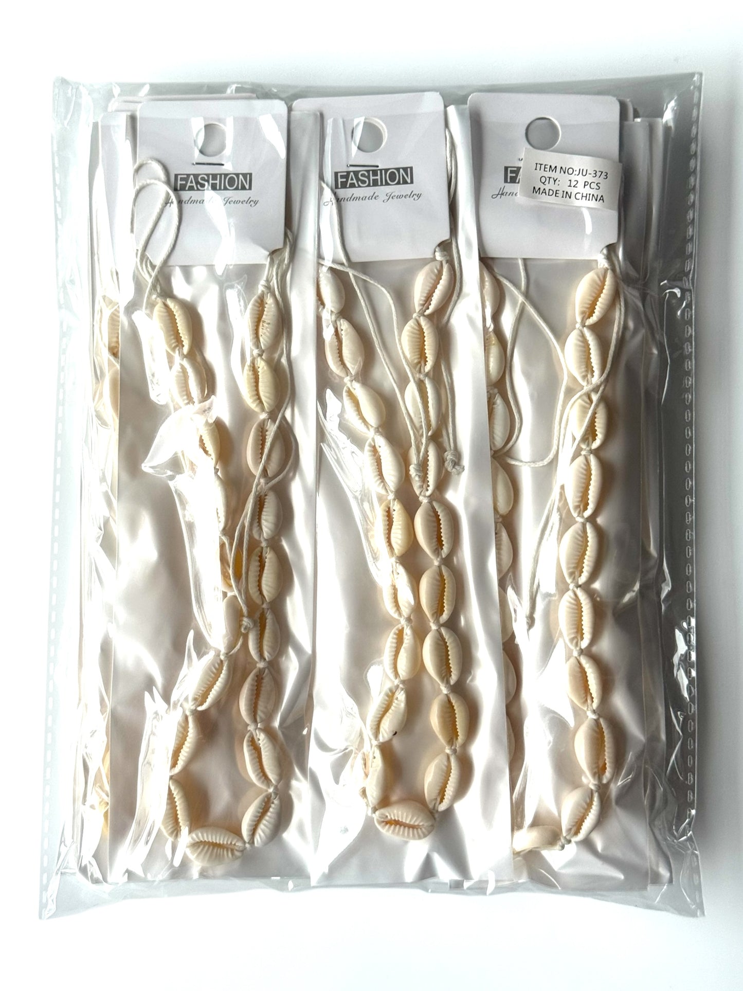 Collar de concha blanco entero #373 Docena