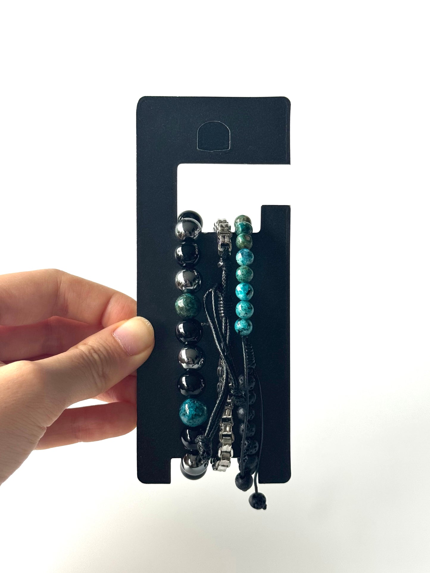 Pulsera combi de acero y piedras para hombre #1259