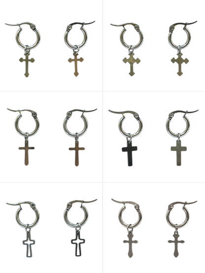 Argolla delgada con cruz plateada