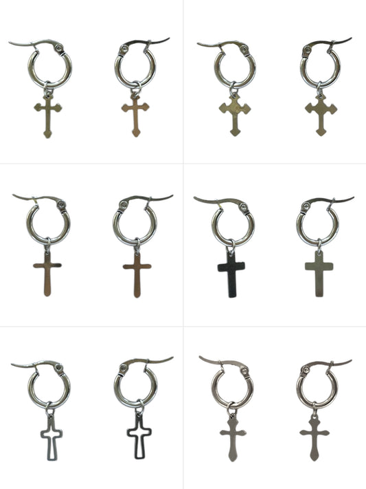 Argolla delgada con cruz plateada