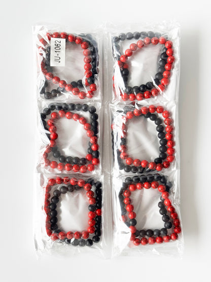 Pulsera Elasticada #Pareja rojo y negro