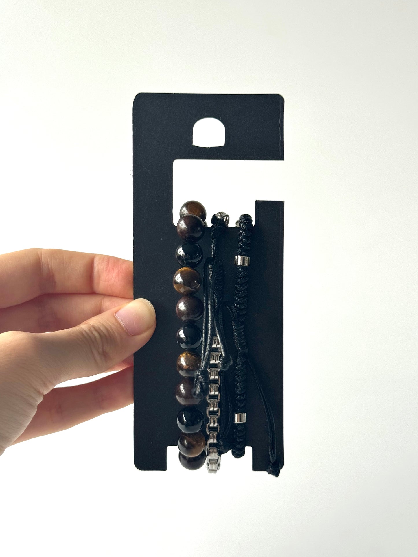 Pulsera combi de acero y piedras para hombre #1244