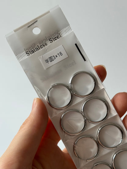 Argollas 3mm Plateado (tira de 1/2 docena)