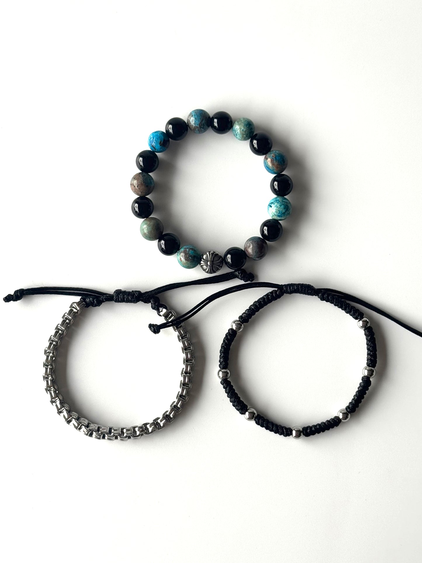 Pulsera combi de acero y piedras para hombre #1252