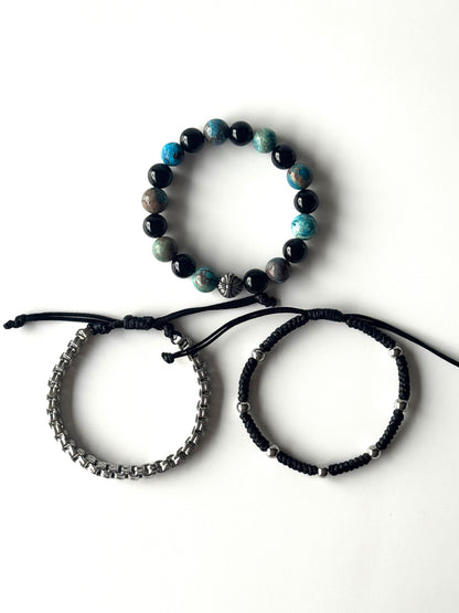 Pulsera combi de acero y piedras para hombre #1252