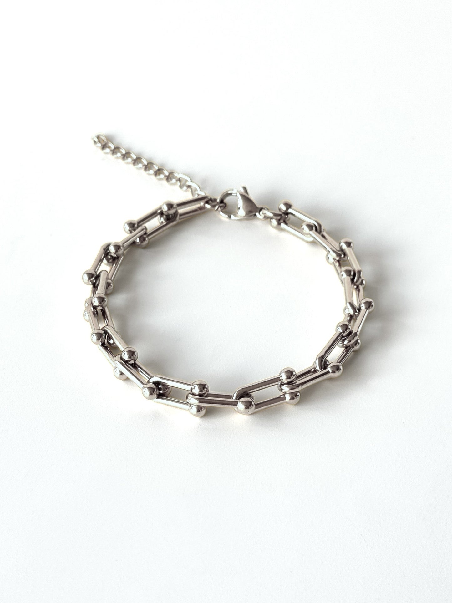 Pulsera de cadena de acero modelo #63 plateado