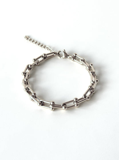 Pulsera de cadena de acero modelo #63 plateado