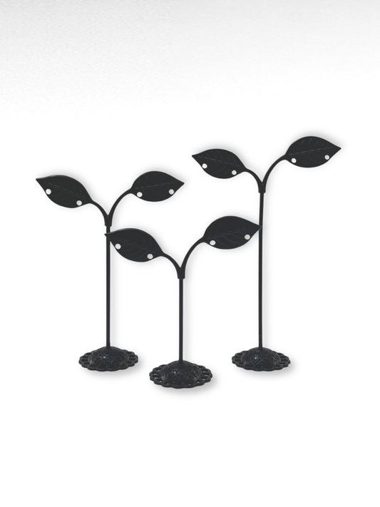Exhibidor de aros diseño hoja negro