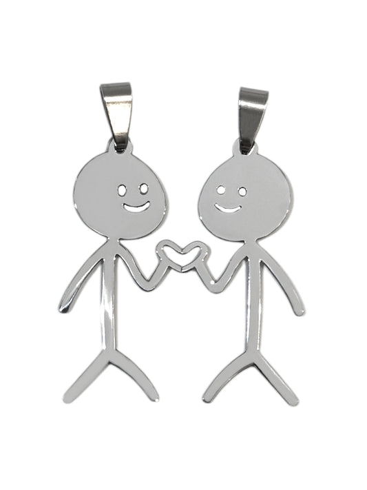 Colgante #421-422 corazón con mano pareja (2 colgantes)