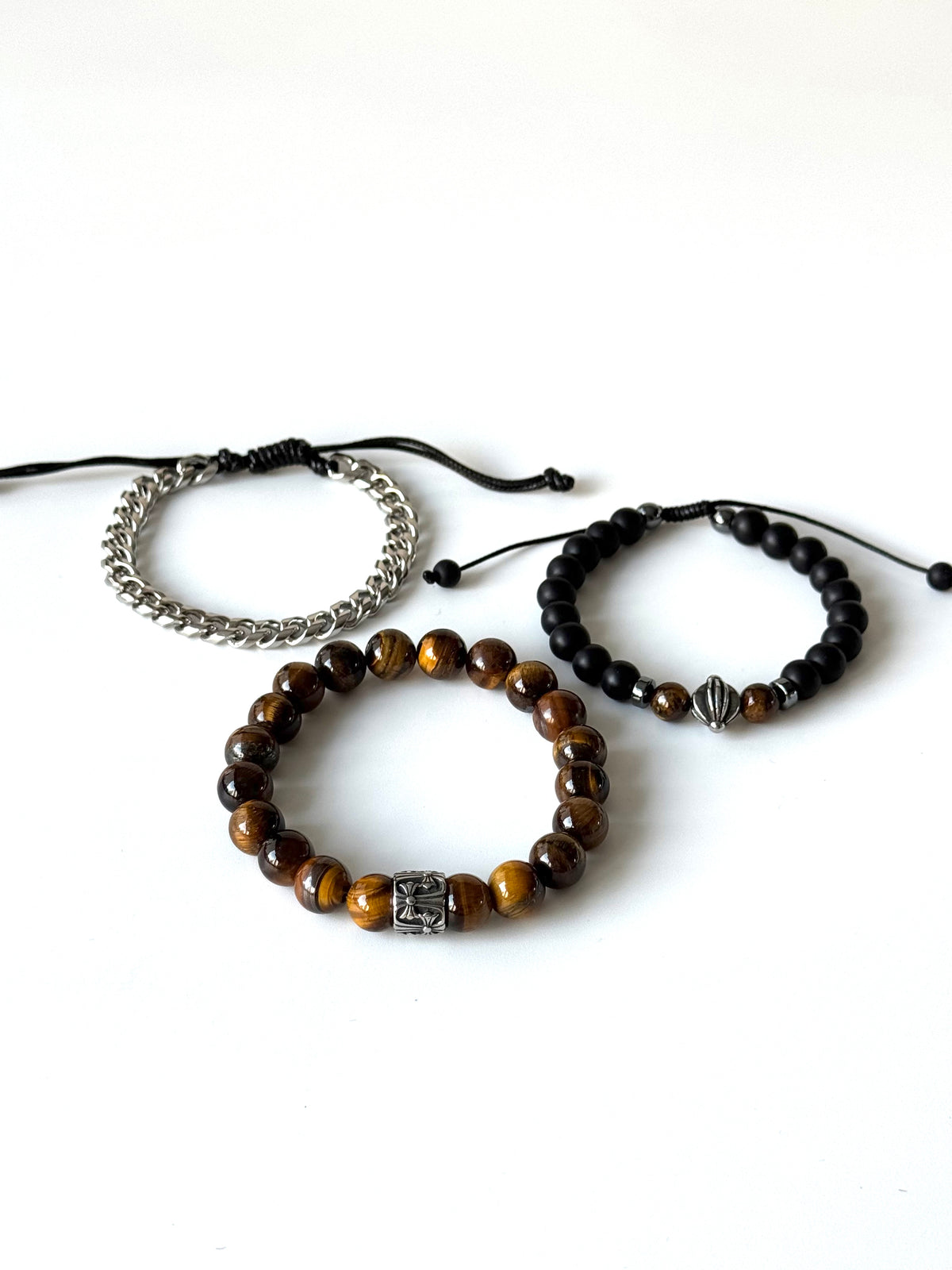 Pulsera combi de acero y piedras para hombre #1253