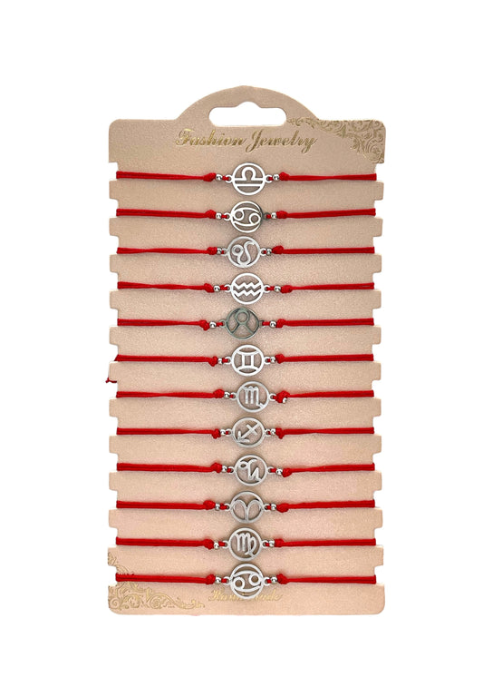 Pulsera de hilo zodiaco plateado