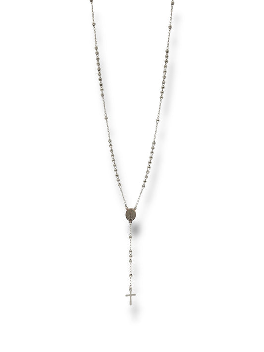 #1263 Collar Rosario_Plateado 3mm