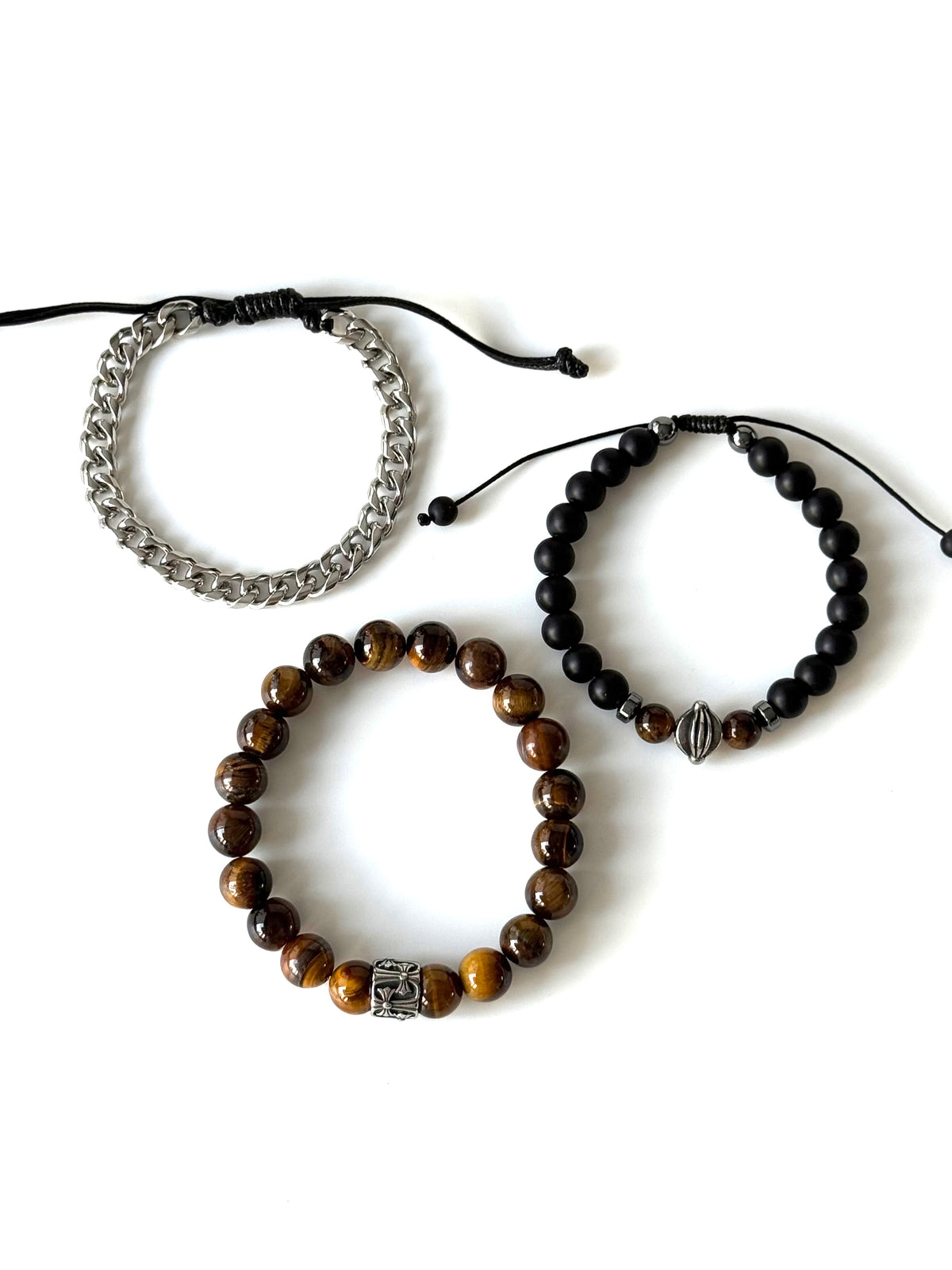 Pulsera combi de acero y piedras para hombre #1253