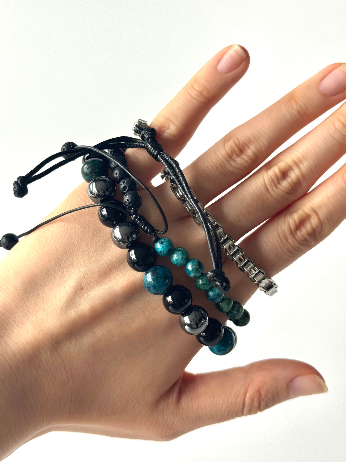 Pulsera combi de acero y piedras para hombre #1259
