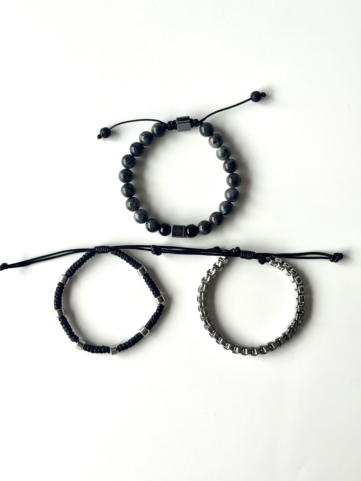 Pulsera combi de acero y piedras para hombre #1256