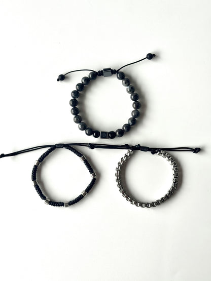 Pulsera combi de acero y piedras para hombre #1256