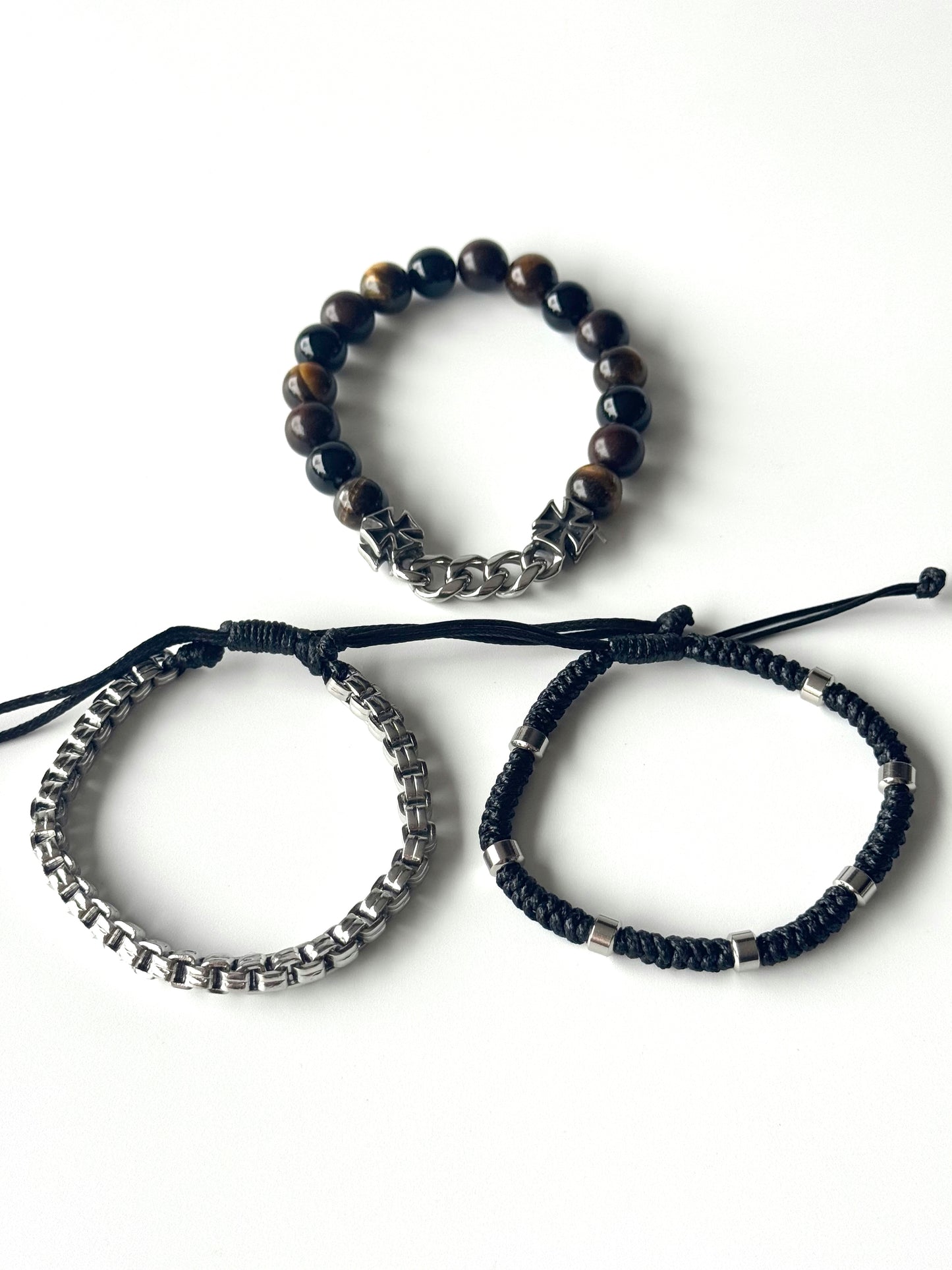 Pulsera combi de acero y piedras para hombre #1244
