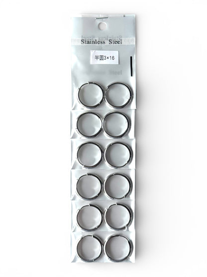 Argollas 3mm Plateado (tira de 1/2 docena)