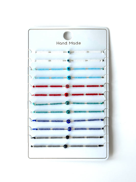 Pulsera mostacilla japonés ojo turco #1031 plateado