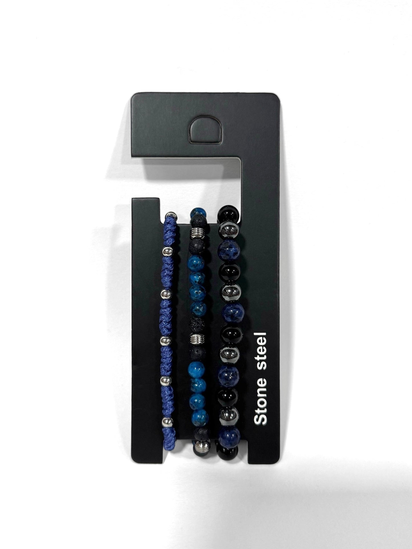 Pulsera combi de cuero y piedras para hombre #5131