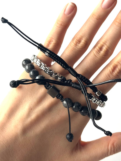 Pulsera combi de acero y piedras para hombre #1256