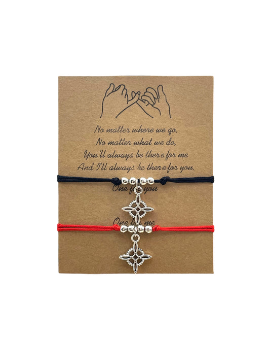Pulsera de pareja y amistad modelo #337 nudo de Bruja