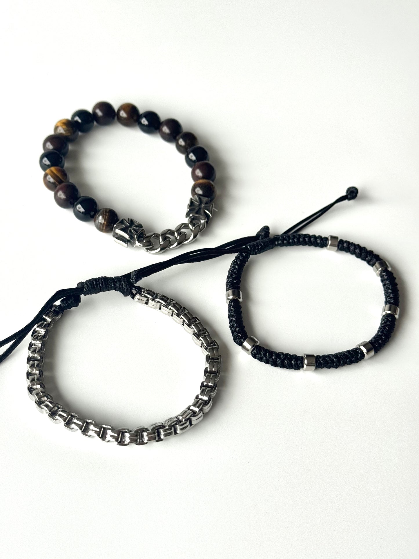 Pulsera combi de acero y piedras para hombre #1244