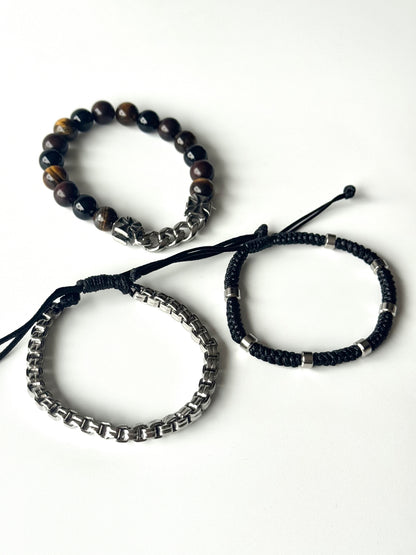 Pulsera combi de acero y piedras para hombre #1244