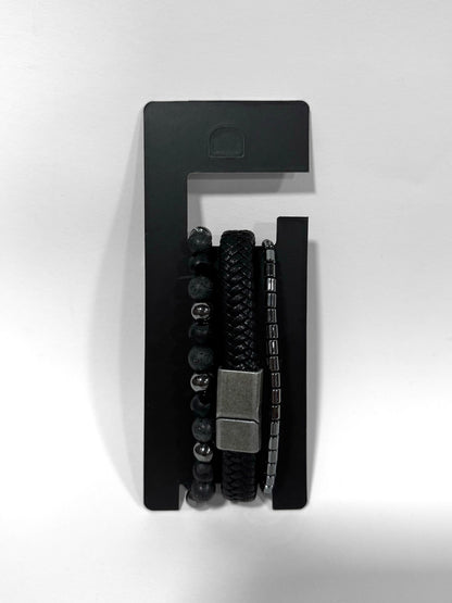 Pulsera combi de cuero y piedras para hombre #5057