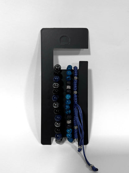 Pulsera combi de cuero y piedras para hombre #5131