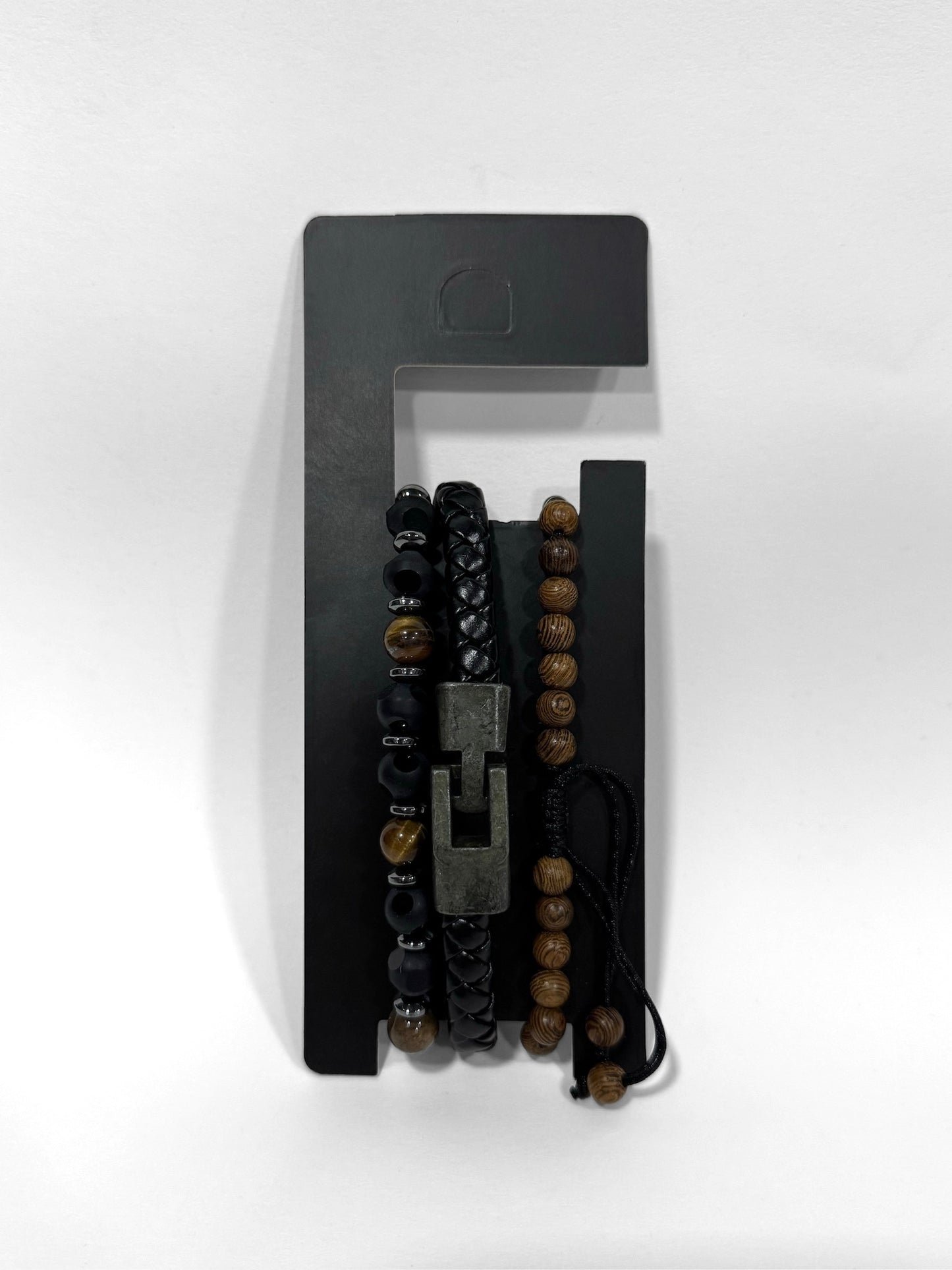 Pulsera combi de cuero y piedras para hombre #5054