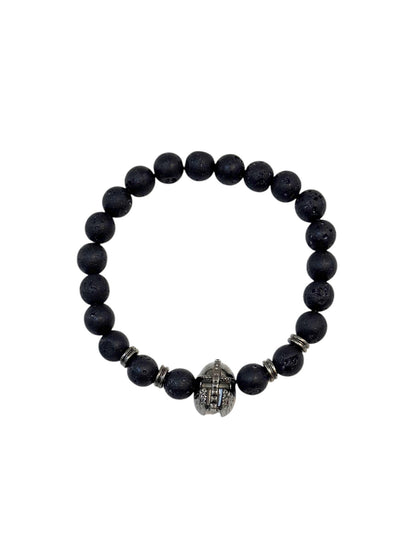 Pulsera Elasticada #Piedra volcánica con gladiador