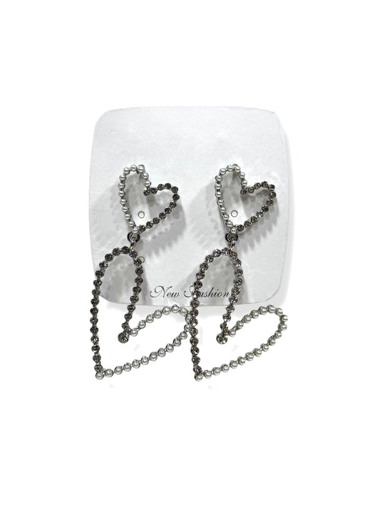 Aros de fantasía corazón #622 plateado