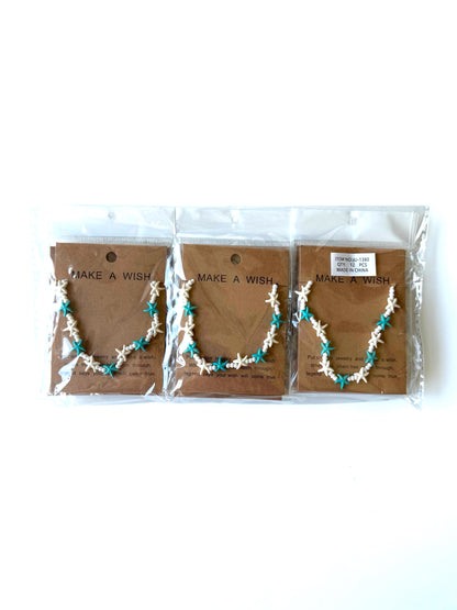 Pulsera de concha estrella azul delgada_Docena