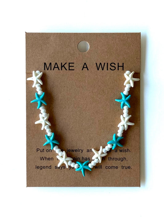 Pulsera de concha estrella azul delgada_Docena