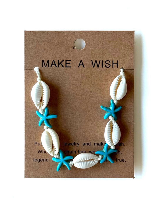 Pulsera de concha estrella azul_Docena